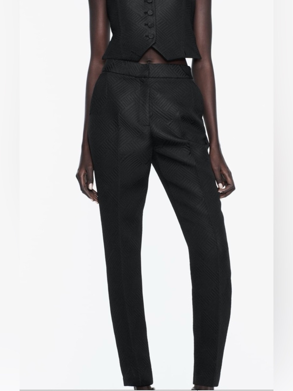 Zara Black High-Waist Tailored Trousers